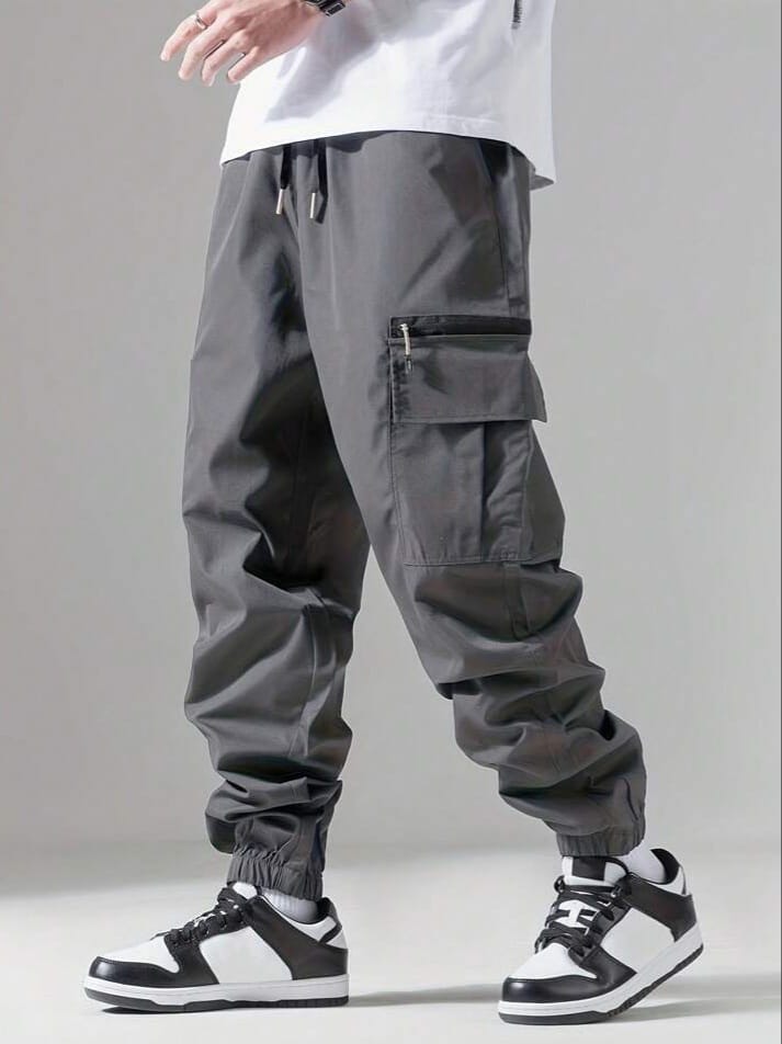 REALX Men's Pocket Side Drawstring Waist Cargo pants